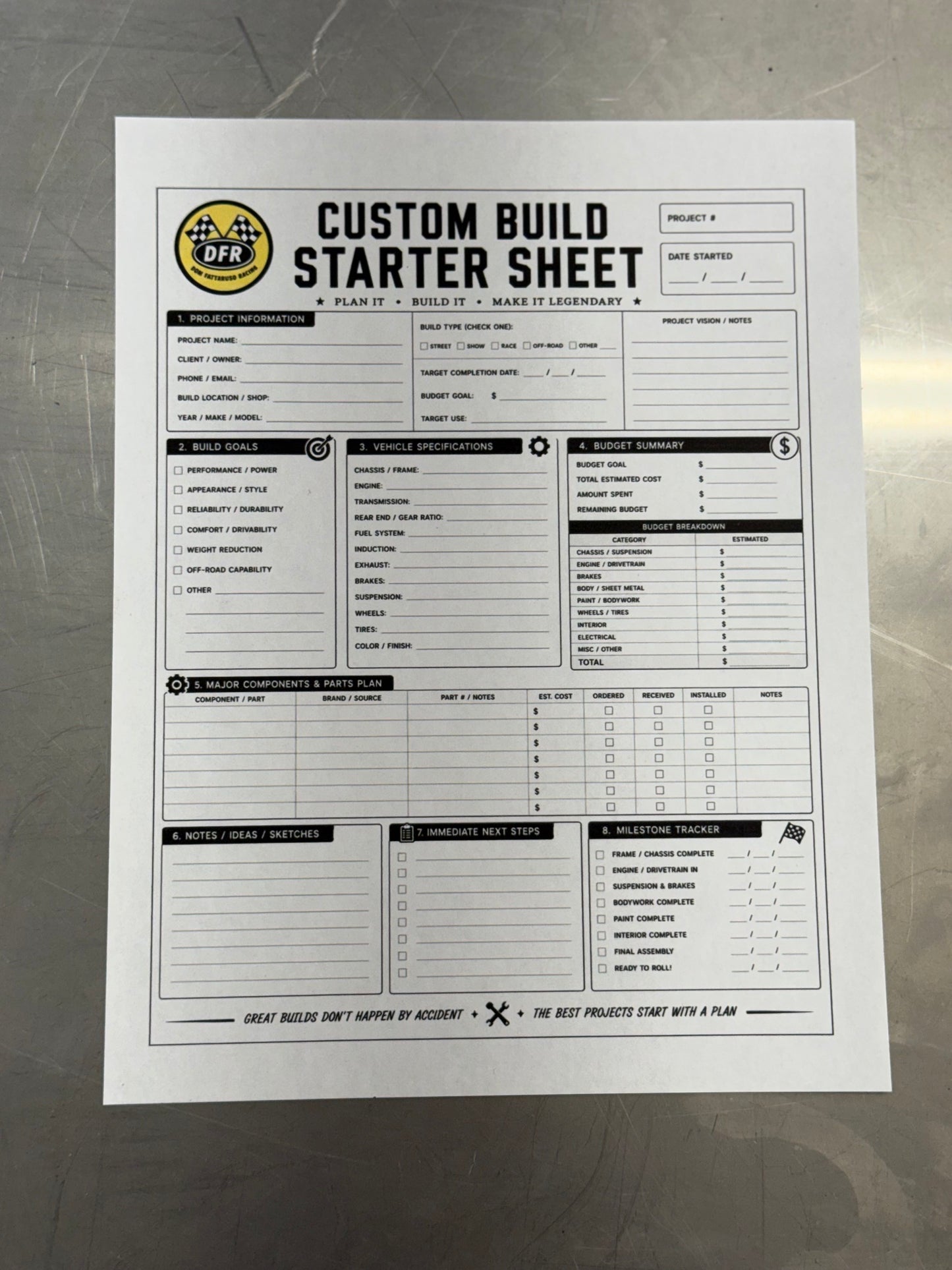 DFR Custom Build Planner Digital Product